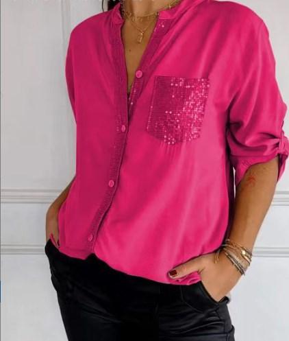 Casual topp med patchwork pailletten