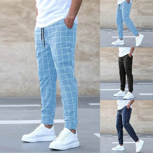 Nils™ | Herr Joggerbyxor med Rutig Mönster - Milafashion-se.com