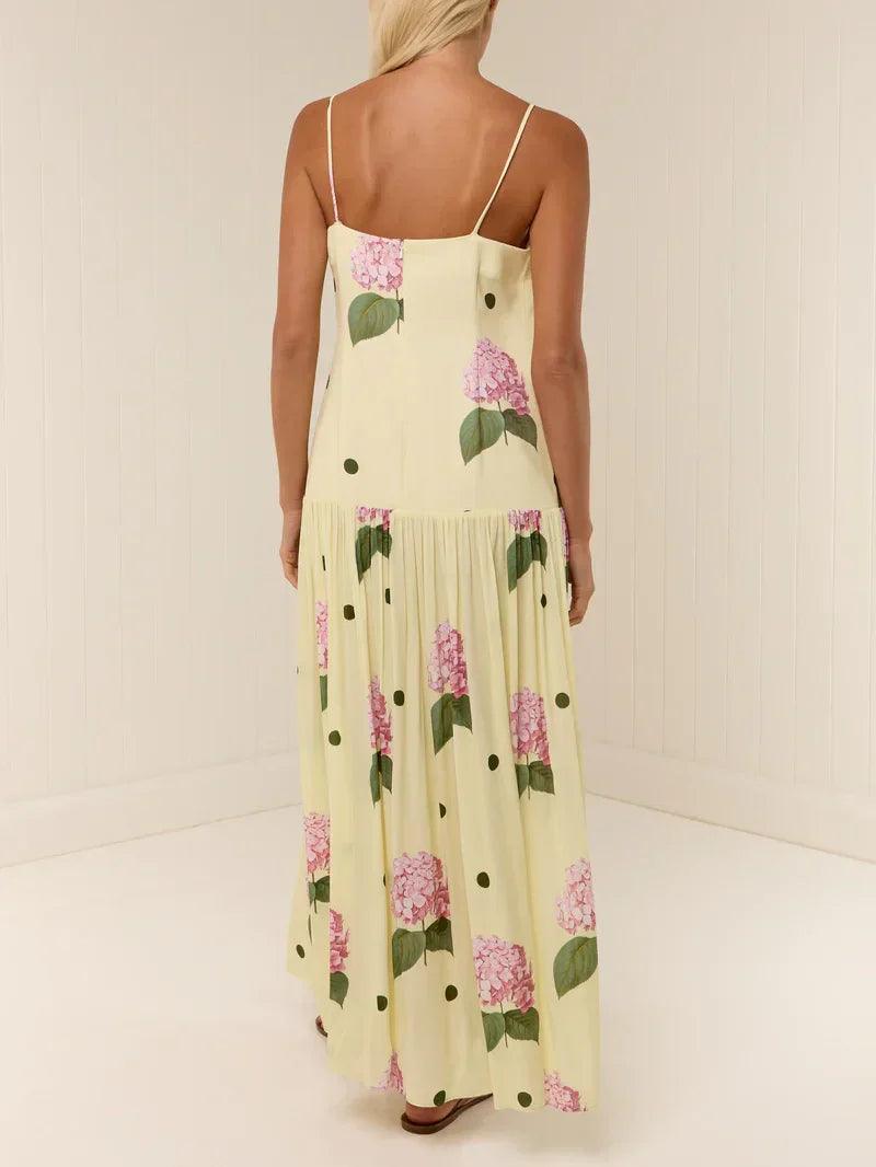 MILA™ Polka Dot Floral Print Midi Dress - Milafashion-se.com