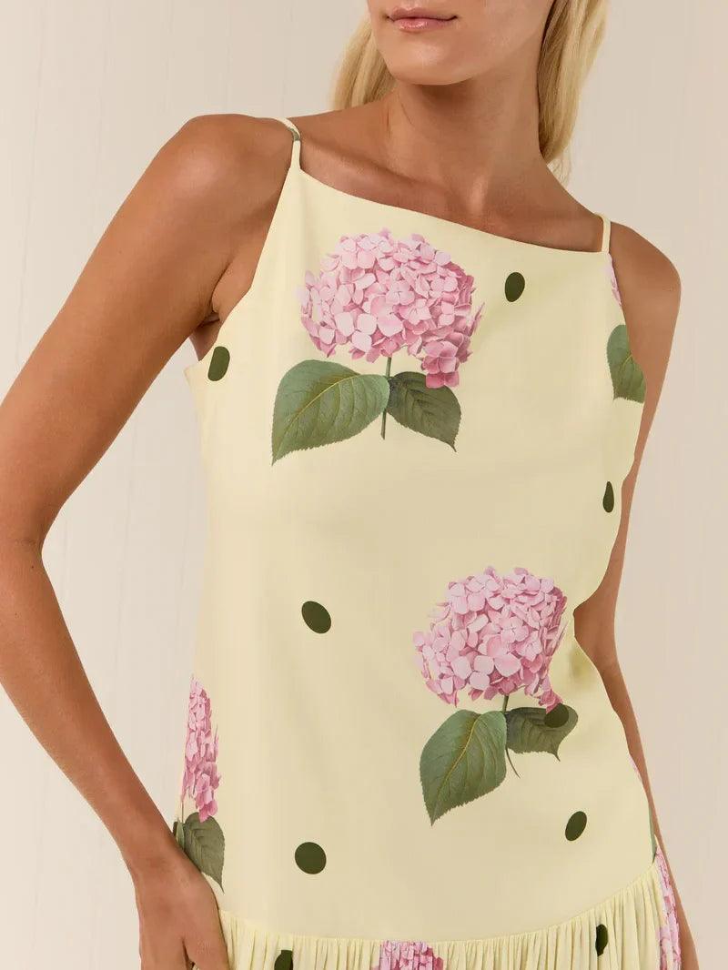 MILA™ Polka Dot Floral Print Midi Dress - Milafashion-se.com