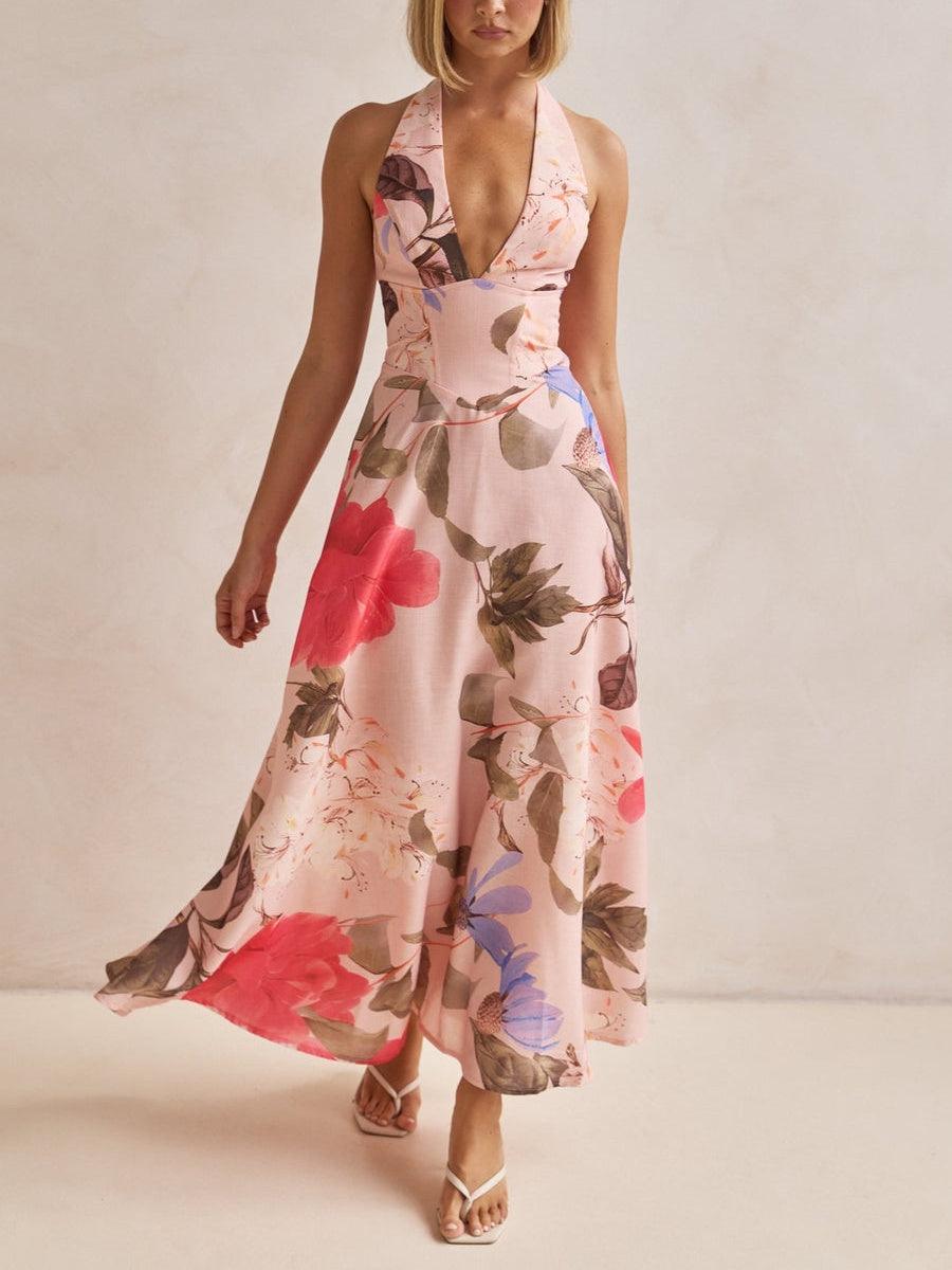 MILA™ Maxiklänning med djup V-halsringning - Milafashion-se.com