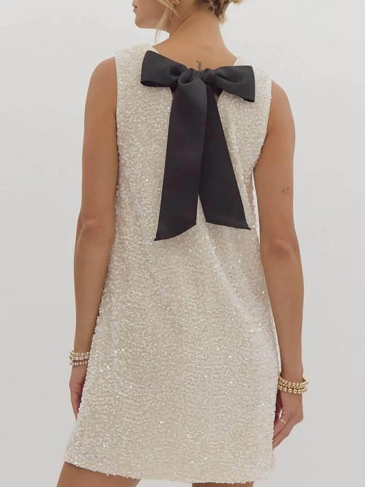 Sequined Tie-Back Bows Party Mini Dress - Milafashion-se.com