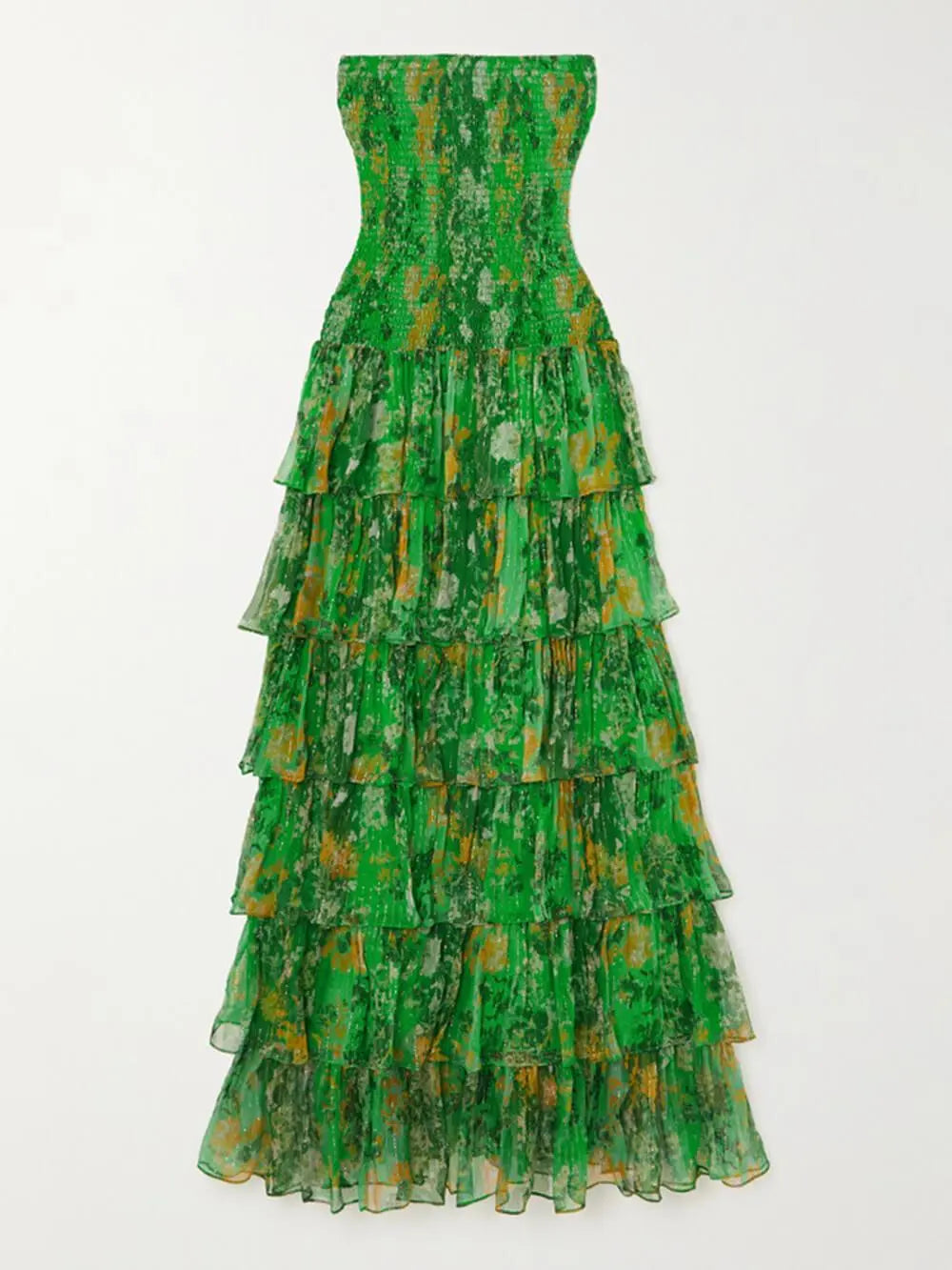 Strapless Layered Bandeau Floral Print Maxi Dress - Milafashion-se.com