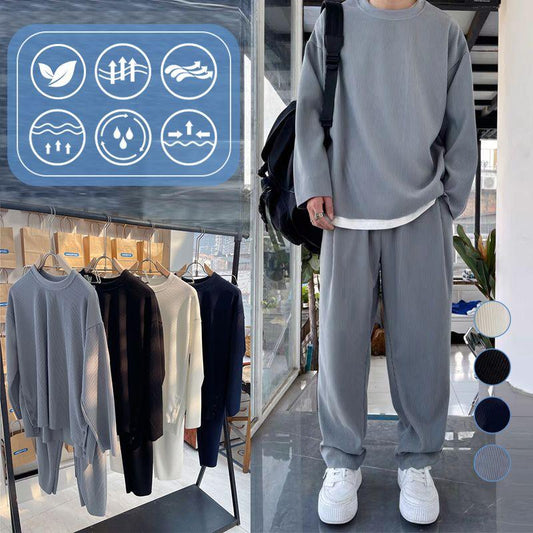 Lös fashionabel långärmad 2-delad uppsättning för män - Milafashion-se.com