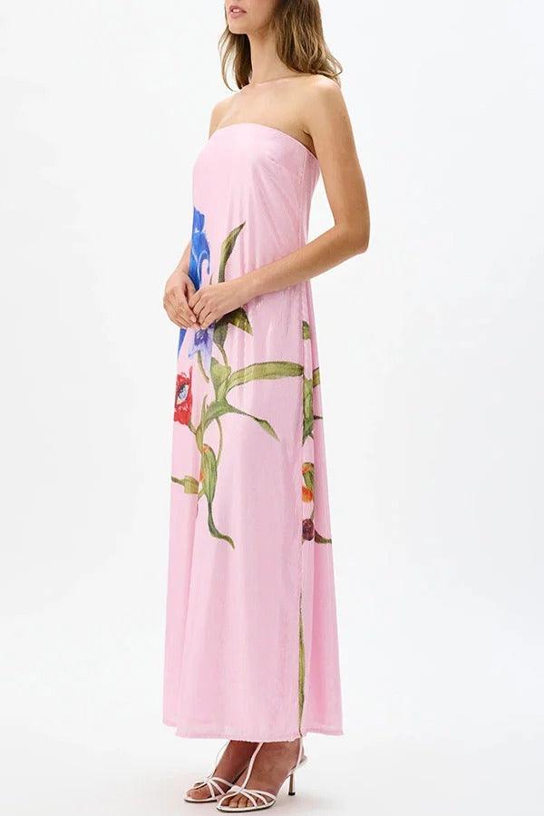 MILA™ Special Night Paljettblommor Off Shoulder A-linjeformad maxiklänning - Milafashion-se.com