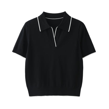 LUSSO Lyocell­pikétröja utan knappar - Milafashion-se.com