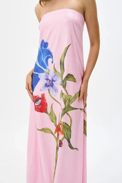 MILA™ Special Night Paljettblommor Off Shoulder A-linjeformad maxiklänning - Milafashion-se.com
