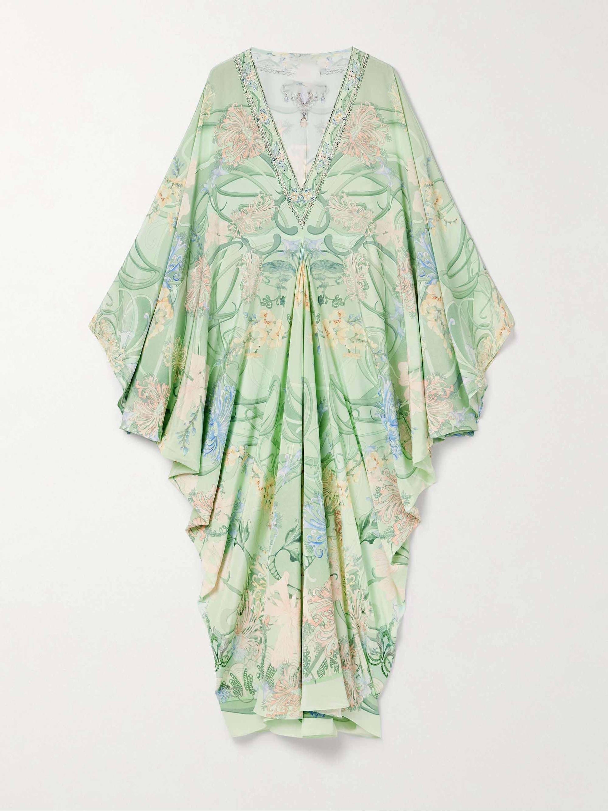 Unique Floral Print V Neck Oversized Midi Dress - Milafashion-se.com