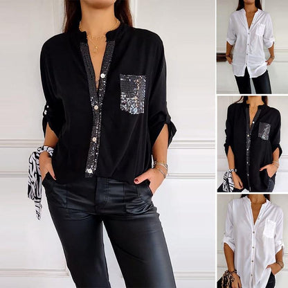 Casual topp med patchwork pailletten