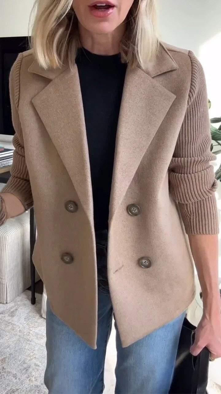 Amelia™ | Chic Knit-Sleeve Blazer - Milafashion-se.com