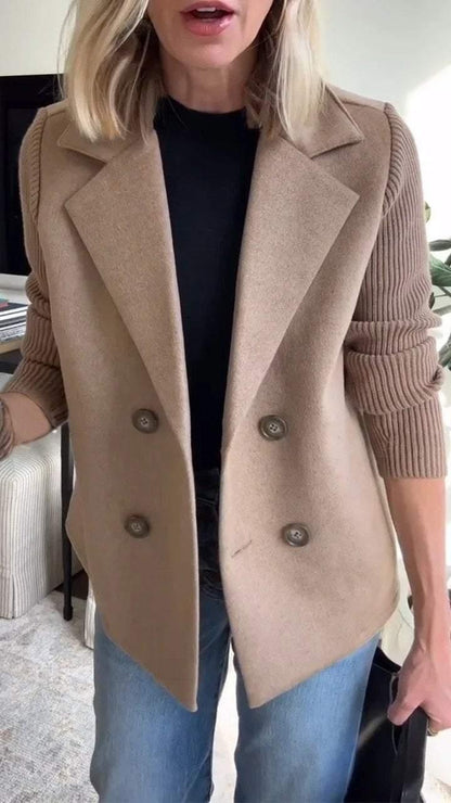 Amelia™ | Chic Knit-Sleeve Blazer - Milafashion-se.com