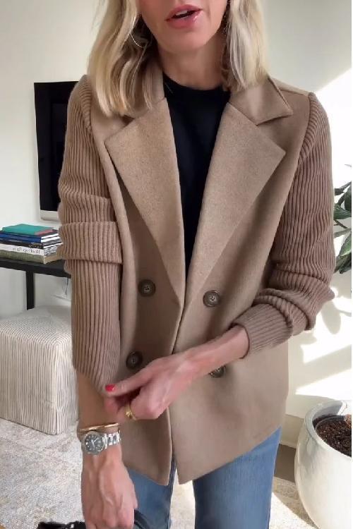 Amelia™ | Chic Knit-Sleeve Blazer - Milafashion-se.com