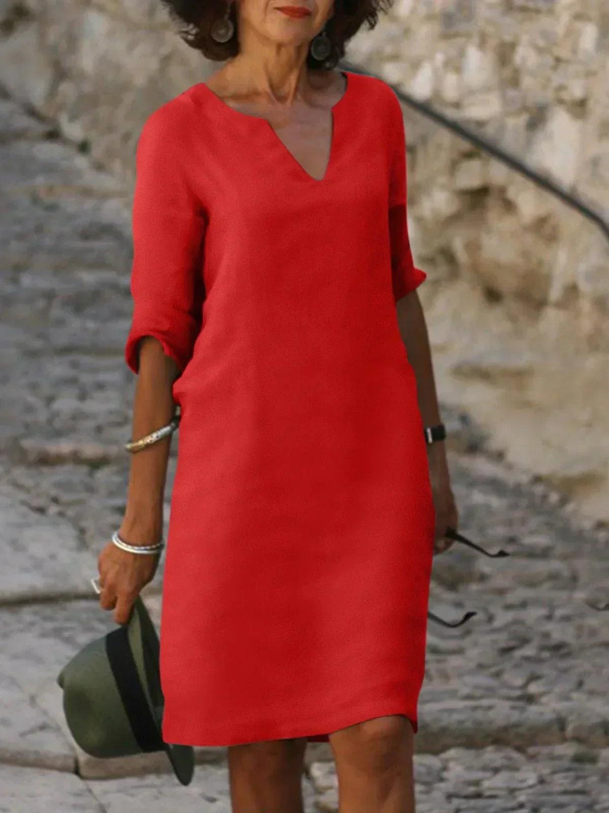 Josette™ | Elegant Klänning med V-ringning - Milafashion-se.com