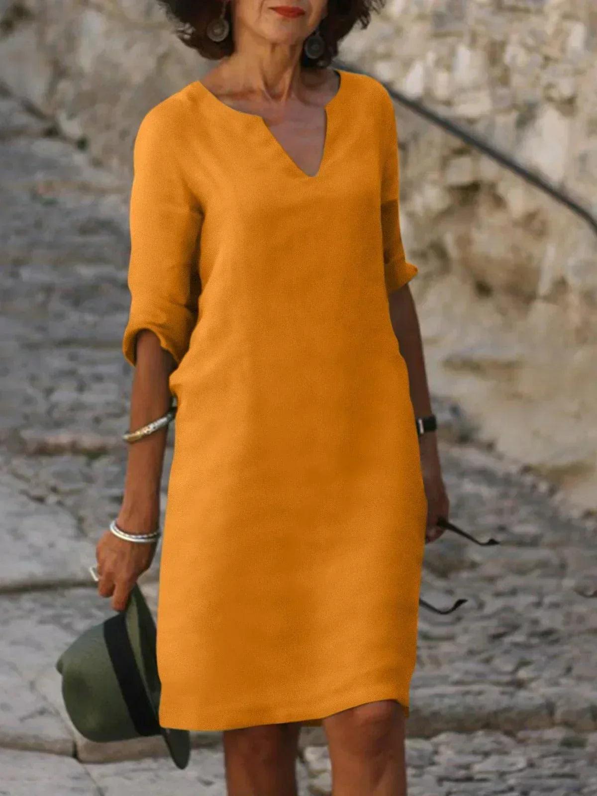 Josette™ | Elegant Klänning med V-ringning - Milafashion-se.com