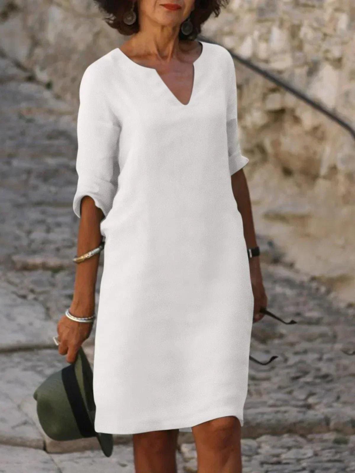 Josette™ | Elegant Klänning med V-ringning - Milafashion-se.com