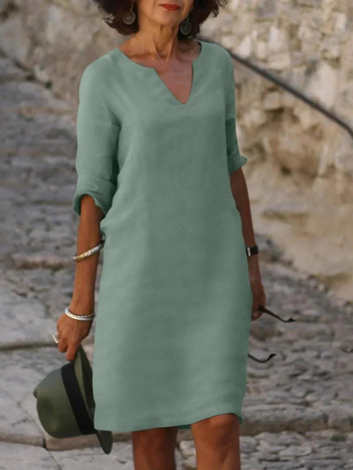 Josette™ | Elegant Klänning med V-ringning - Milafashion-se.com