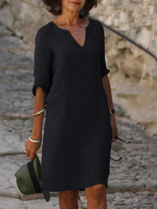 Josette™ | Elegant Klänning med V-ringning - Milafashion-se.com