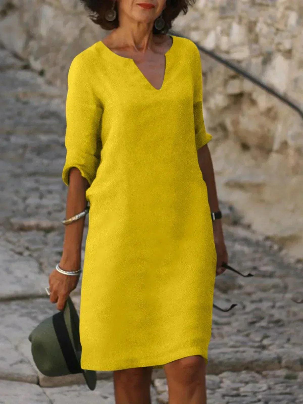 Josette™ | Elegant Klänning med V-ringning - Milafashion-se.com