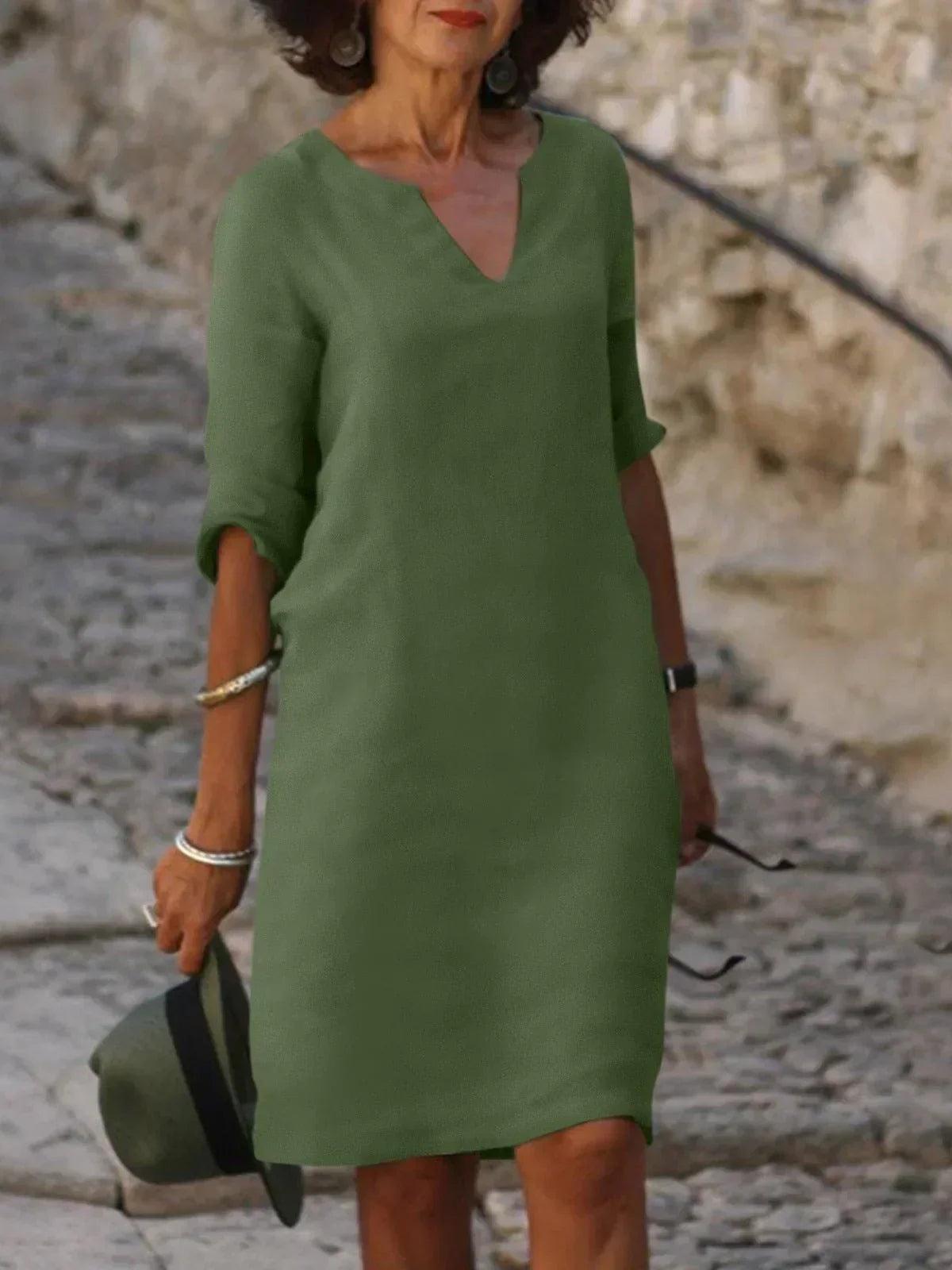 Josette™ | Elegant Klänning med V-ringning - Milafashion-se.com