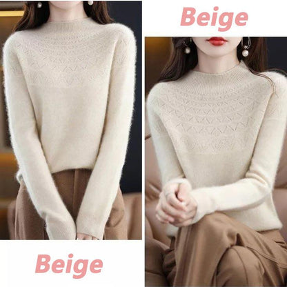 Halvhöghalsad stickad pullover för kvinnor - Milafashion-se.com