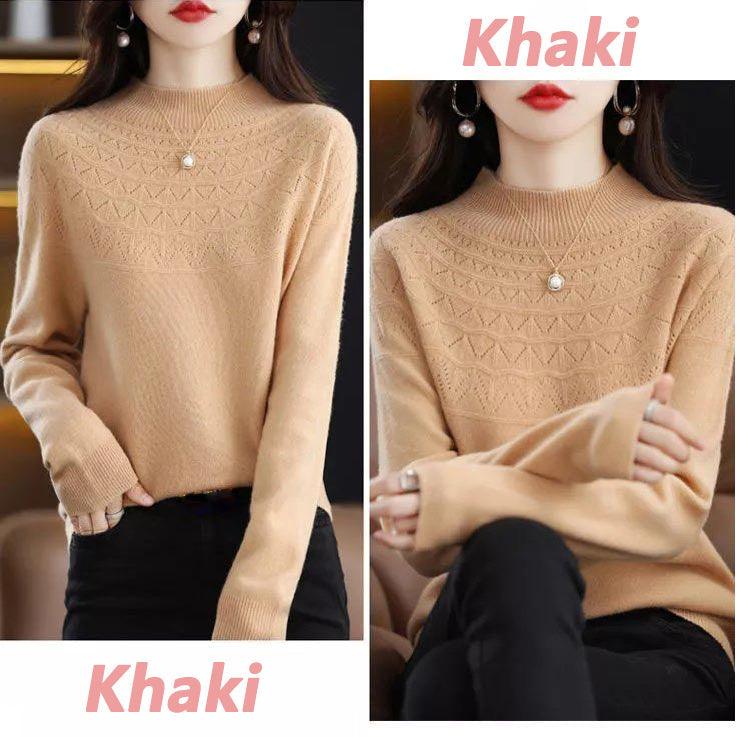 Halvhöghalsad stickad pullover för kvinnor - Milafashion-se.com