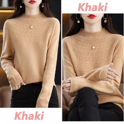 Halvhöghalsad stickad pullover för kvinnor - Milafashion-se.com