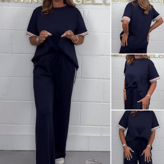 ⏳Tidsbegränsad rabatt✈️ Set med kortärmad t-shirt och joggers med vida ben och sidostripe