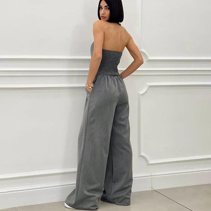Ärmlös Jumpsuit med Breda Ben och Knäppning för Kvinnor