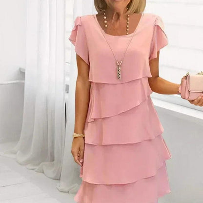 Casual Wave Cut Ruffle-klänning för kvinnor
