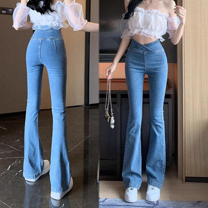 👖50% rabatt under en begränsad tid🔥Högmidjade elastiska mikroutsvängda jeans - Milafashion-se.com